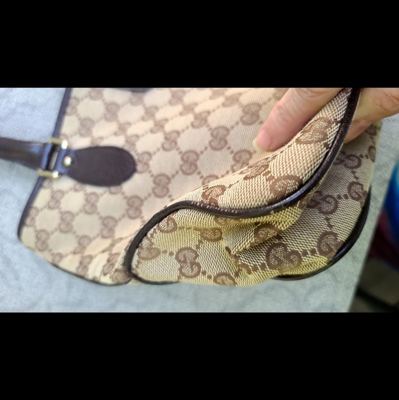 💗HOST PICK! Gucci tan logo AUTHENTIC medium handbag missing front lock - Picture 8 of 11